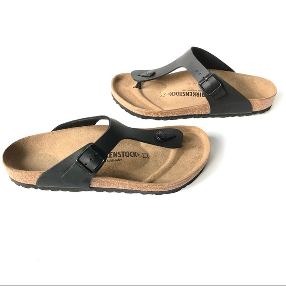 Birkenstock Shoes - Birkenstock Black Gizeh Birko-Flor Sandal